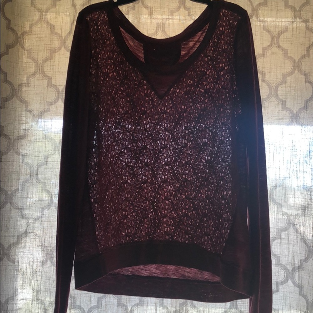 Maroon crochet front long sleeve